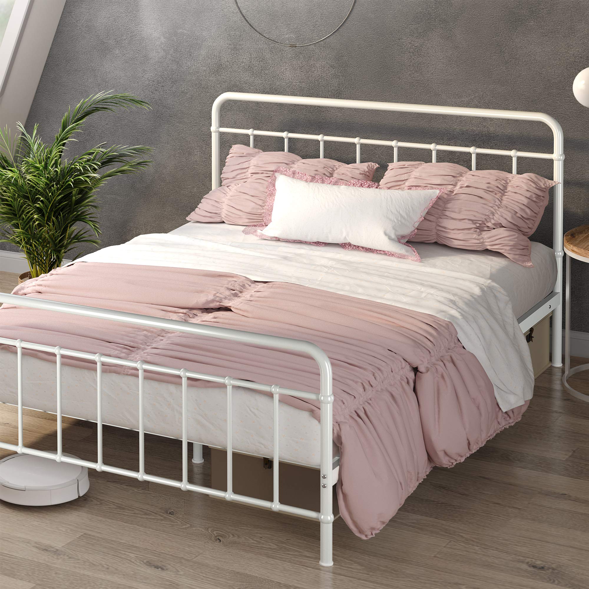 ZINUS Florence Full Panel Metal Platform Bed Frame / Mattress Foundation / No Box Spring Needed / Easy Assembly, White, Twin