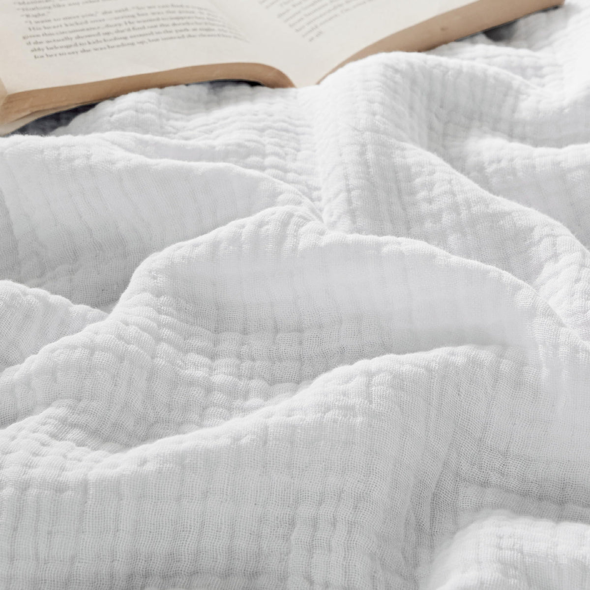Bedsure 100% Cotton Muslin Blanket Queen Size For Bed - 4-Layer Breathable And Lightweight Muslin Blanket For Summer, Soft Gauze