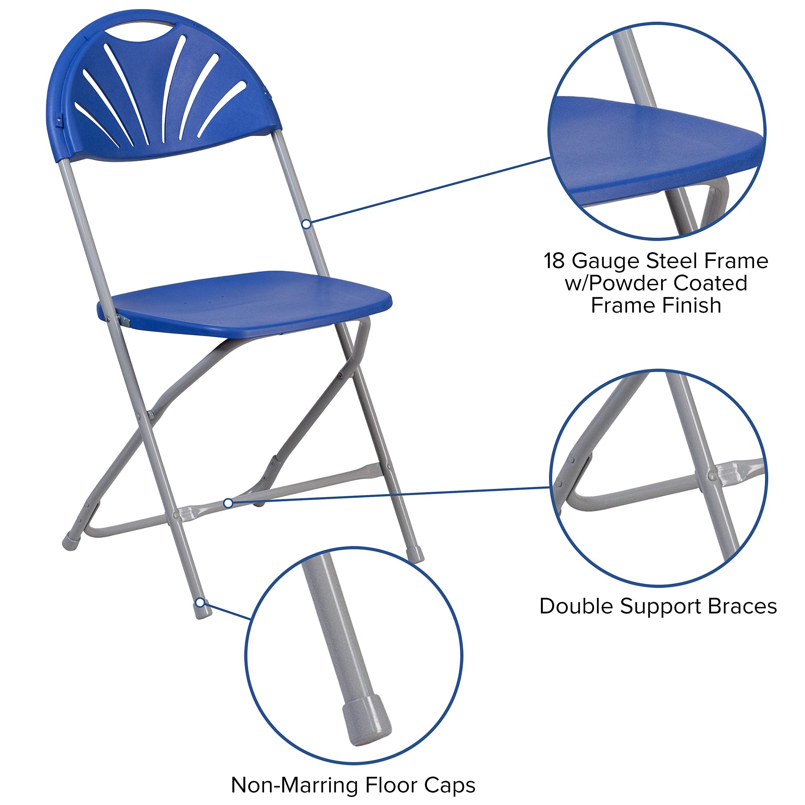 Flash Furniture Hercules Series 650 Lb. Capacity Blue Plastic Fan Back Folding Chair