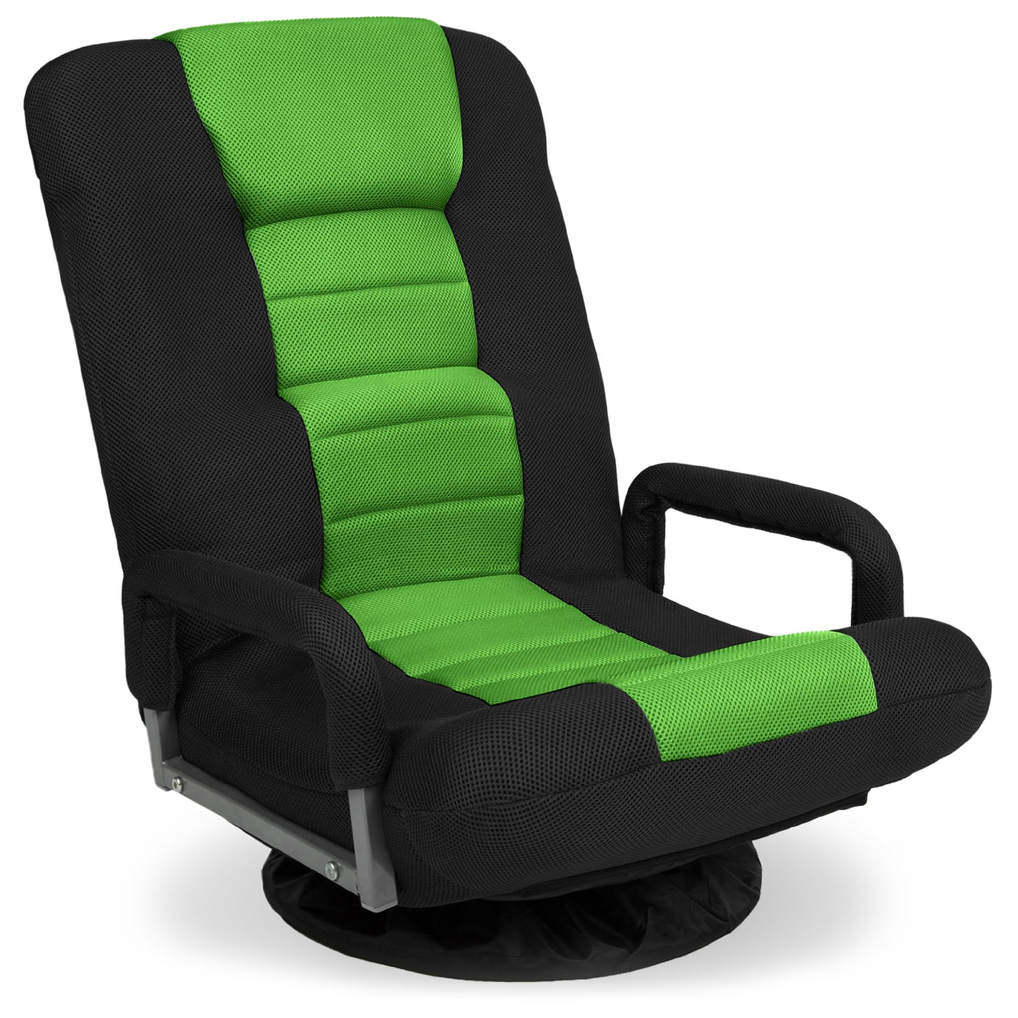Best Choice Products Swivel Gaming Chair 360 Degree Multipurpose Floor Chair Rocker For Tv, Reading, Playing Video Games W/Lumbar Support, Armrest Handles, Adjustable Backrest - Black/Green