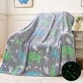 Qsteheml Dinosaur Glow In The Dark Blanket For Boys,Dinosaur Gifts For Boys Age 3 4 5 6 7 8 9 10 11 12 Year Old, Soft Throw Blan