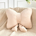 Xvtru Beige Bow Pillow, Soft Bow Decorative Pillows With Faux Rabbit Fur, Cute 12' Bow Throw Pillows, Aesthetic Home Decor Bow