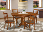 East West Furniture POML5-SBR-C 5 Piece Set for 4 Includes an Oval Kitchen Table with Butterfly Leaf and 4 Linen Fabric Dining Room Chairs, 42x60 Inch