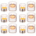 Glasseam Glass Votive Candle Holders, Clear Candle Holder Set of 12, Small Tea Lights Candle Holder, Mini Floating Candle Holder