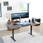 Vivo Electric 71 X 36 Inch Rustic Standing Desk Workstation, Memory Controller Height Adjustment, 1B Series, Vintage Brown Top Black Frame, Desk-Kit-1B7N-36