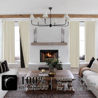 Shineland Beige Curtains For Living Room,Blackout Curtains Drapes 96 Inches Long Modern Back Tab Pleated With Hooks Rings Clip 8