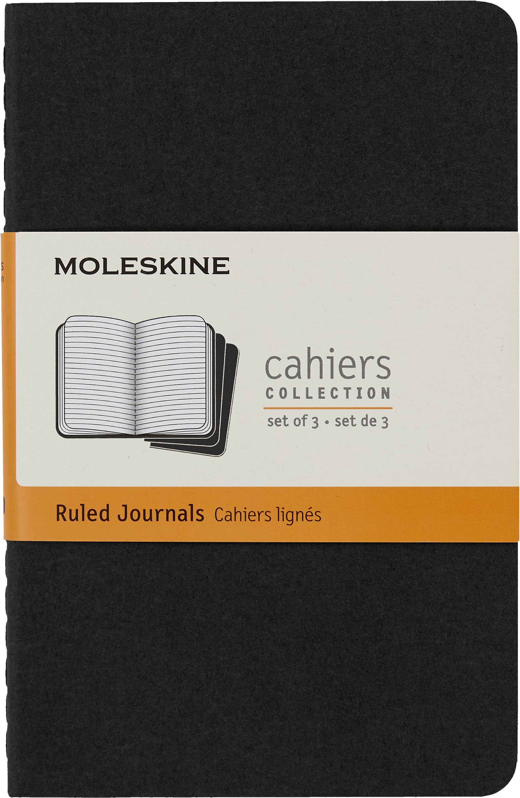 Moleskine Cahier Journal, Soft Cover, Pocket (3.5' X 5.5') Ruled/Lined, Black, 64 Pages (Set Of 3)