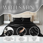 Decolure Striped Satin Sheets Twin Set 4Pc - Luxurious Silk Feel Satin Bed Sheets Twin- Elegant Silky Soft Twin Size Satin Bed S