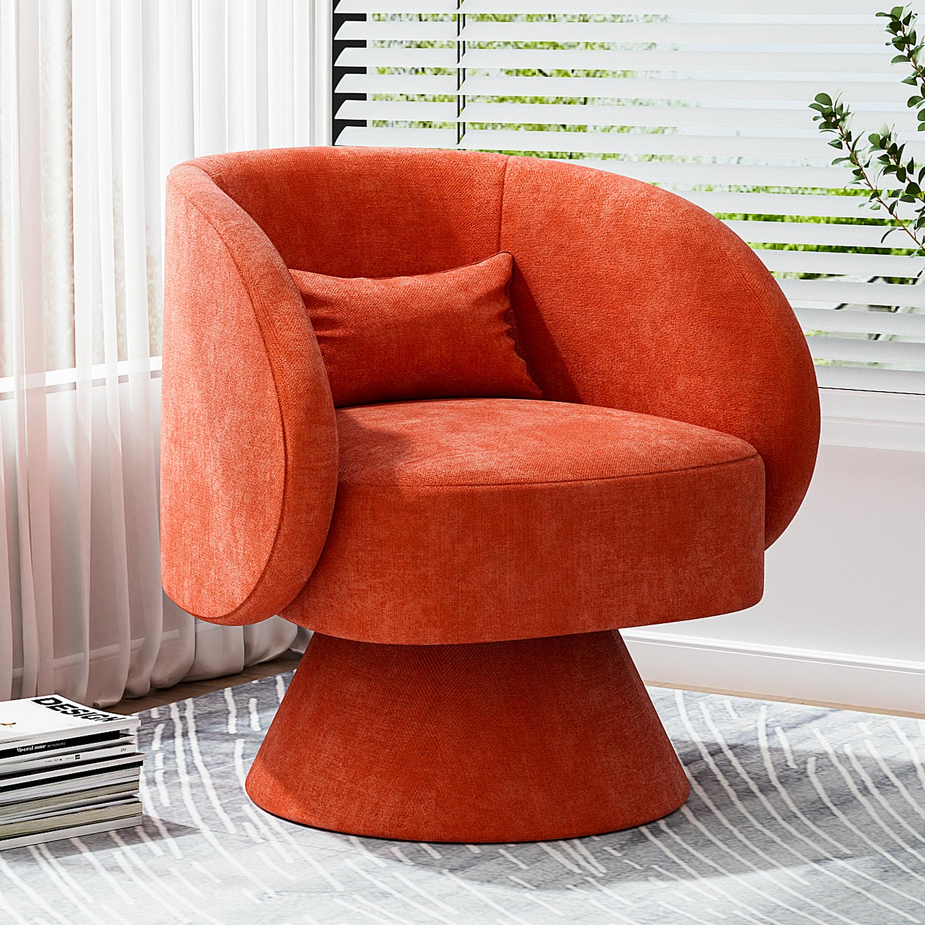 Nolohoo Swivel Barrel Chair, Upholstered Accent Swivel Chairs For Living Room, Modern Comfy 360 Degree Small Round Swivel Chair