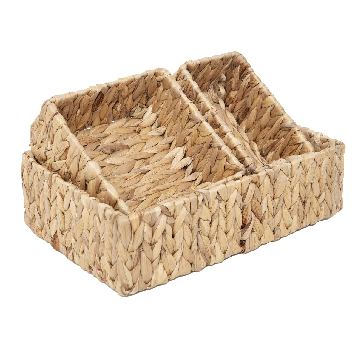 QINGTUHOME Handwoven Water Hyacinth Wicker Baskets for Organizer Set of 3