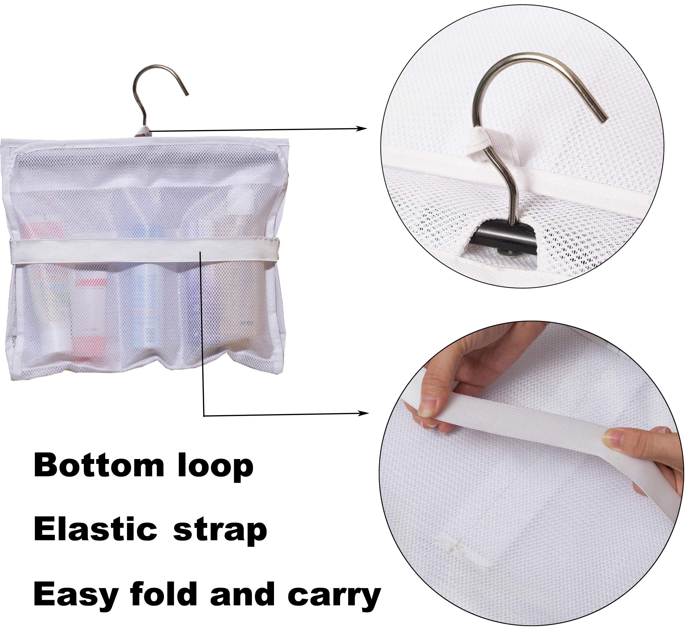 Misslo Shower Caddy Organizer 5 Pockets Roll Up Hanging Bathroom Accessories Storage For Camper, Rv, Gym, Cruise, Cabin, College