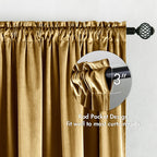 Miulee Gold Velvet Curtains Thermal Insulated Blackout Curtain Drapes For Bedroom Living Room Darkening 84 Inches Long Curtains Panels Rod Pocket Set Of 2