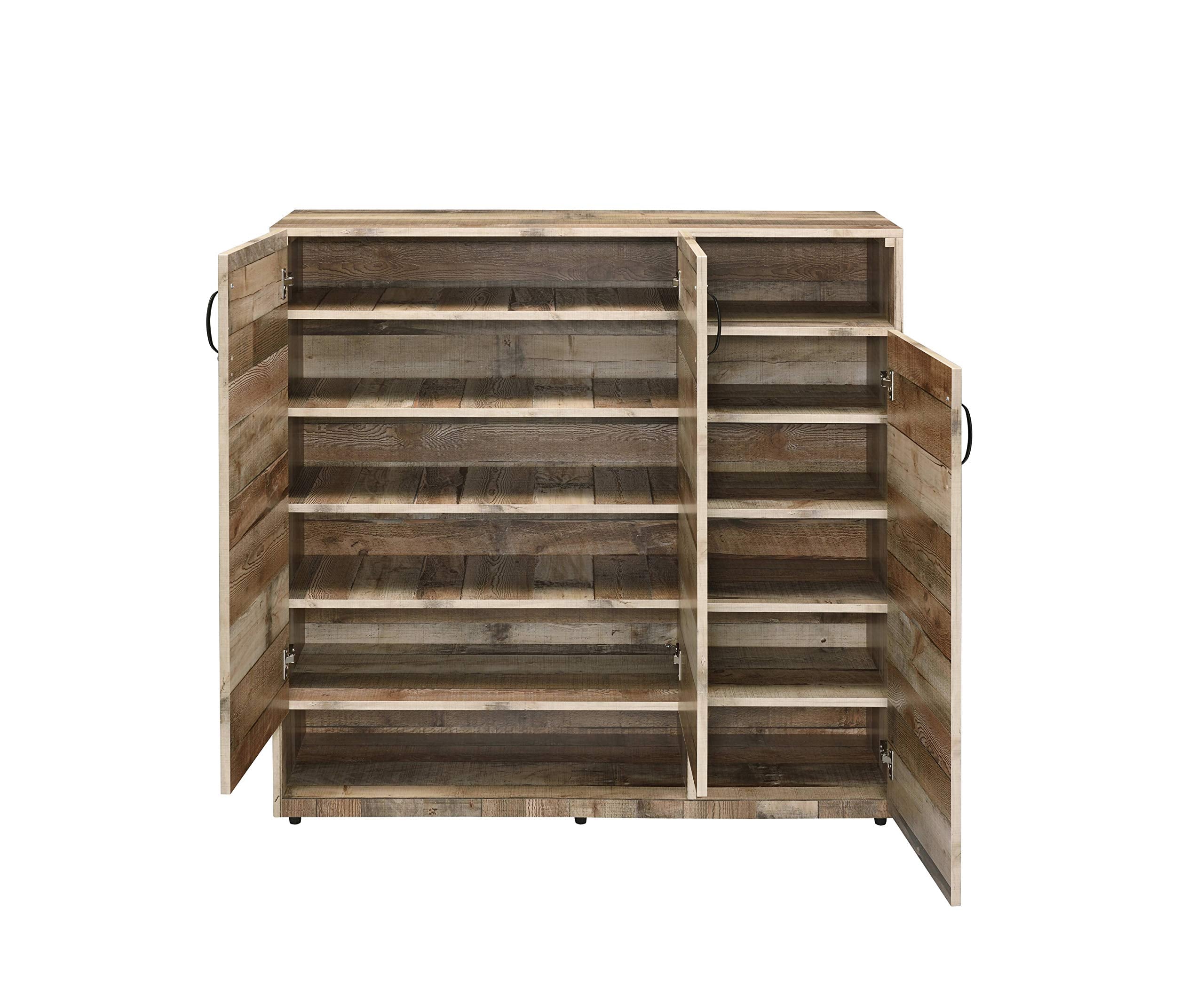Acme Howia 3-Door Wooden Cabinet With 2 Compartments In Rustic Gray Oak