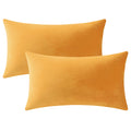 Dezene Couch Pillow Covers 12X20 Golden Yellow: 2 Pack Cozy Soft Velvet Rectangular Throw Pillow Cases For Farmhouse Home Decor