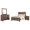 Coaster Home Furnishings Kauffman Transitional 4-Piece Bedroom Set Eastern King Size Panel Bed Frame 54-inch Headboard Washed Taupe 204191KE-S4