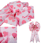 Pink Heart Ribbin Bows Red Heart Wreaths Bows For Wedding Birthday Party Valentine'S Day Decoration 6'' X 12''