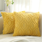 Decoruhome Decorative Throw Pillow Covers 16X16, Soft Plush Faux Wool Couch Pillow Covers For Home, Set Of 2, Mustard Yellow