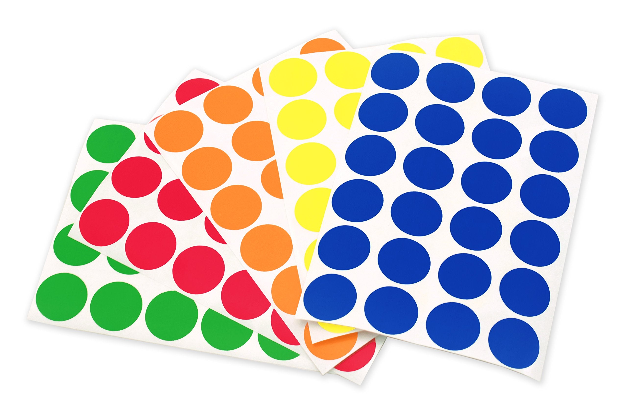 Chromalabel 3/4 Inch Circle Sticker Labels, Easy To Write On Round Colored Stickers, Permanent Sticky Dots - 1200 Colored Dot St