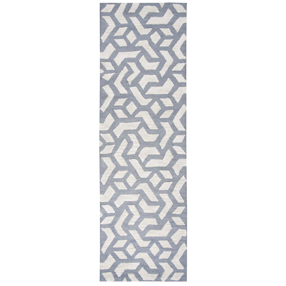 Rizzy Home Berlin 2'6&quot; X 8' Geometric Off White Gray Rust Blue Hand-Tufted Area Rug