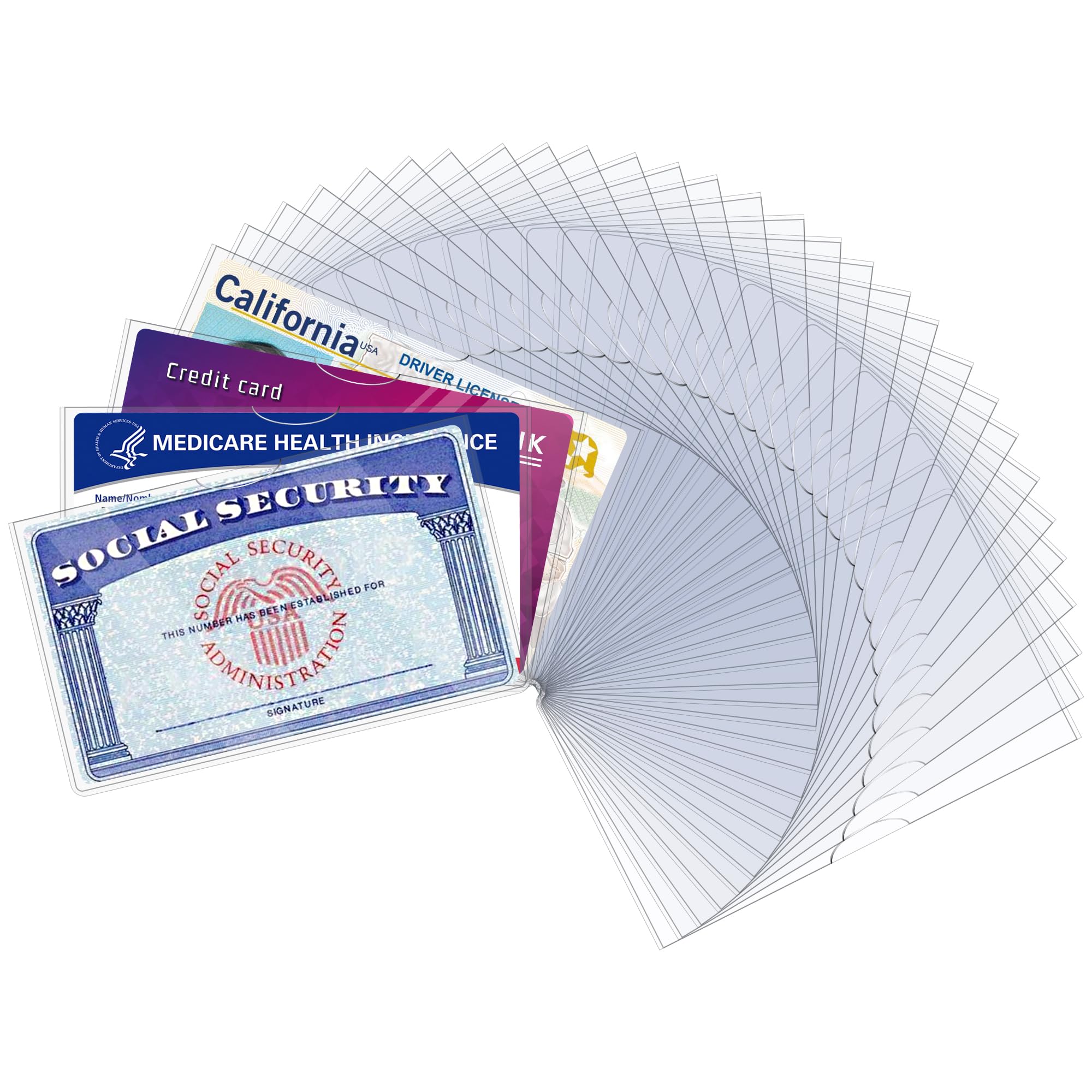 Liemand 32Pack Social Security Card Protector Sleeves/New Medicare Card Protector Sleeve/Credit Card Holder,31 Mil Soft Clear Ca