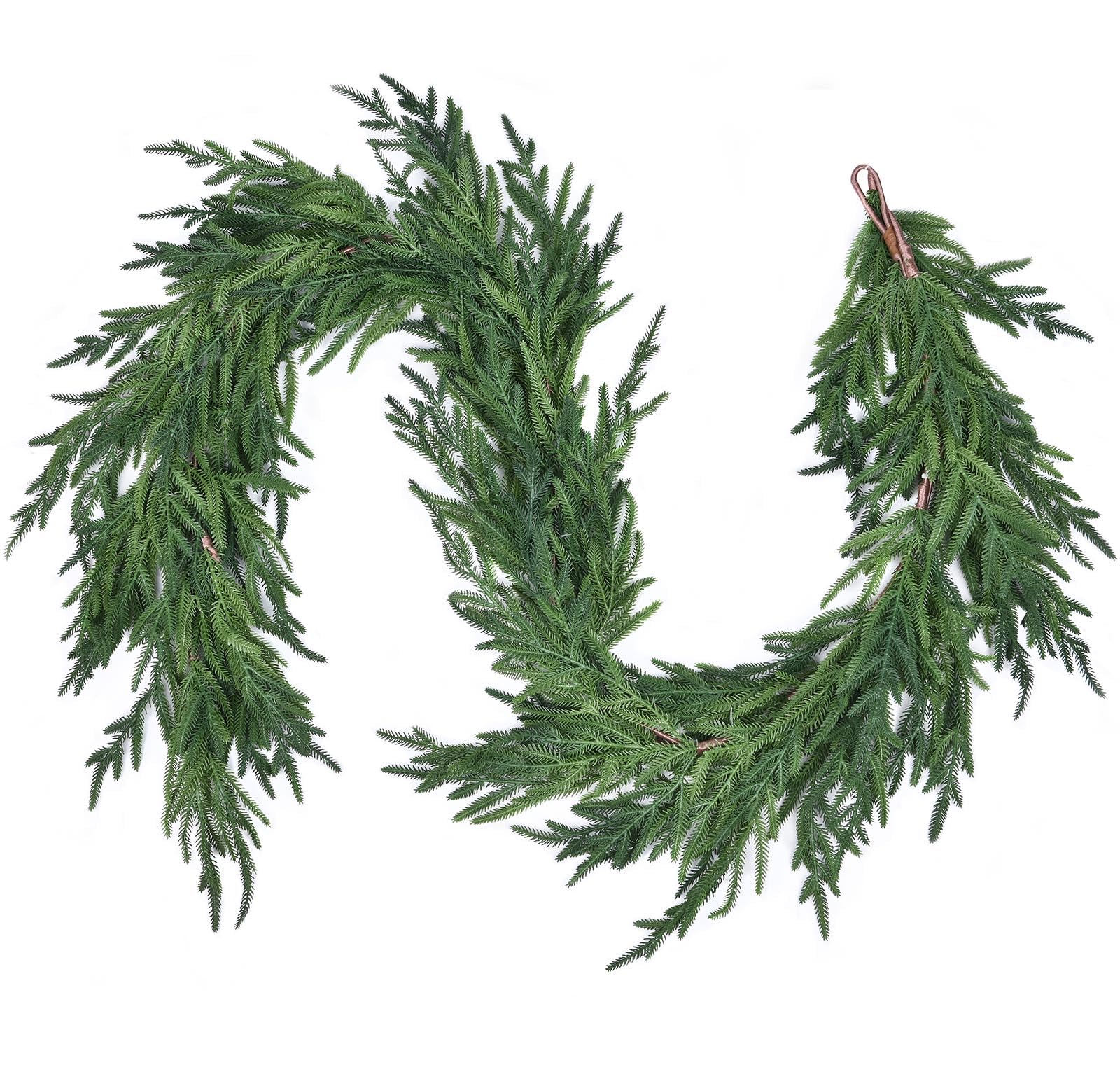 Fomlily Christmas Norfolk Pine Garland - 6ft Artificial Pine Greenery Garlands, Norfolk Pine Leaves Real Touch Garland for Chris