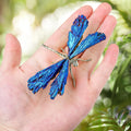 RJINGSHI Dragonfly Statue Natural Electroplated Blue Tourmaline Dragonfly Decor Collection Natural Home Decor Healing Crystals D