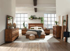 Coaster Home Furnishings Winslow Farmhouse 4-Piece Bedroom Set Live Edge Queen Size Panel Bed Frame 52-inch Headboard Smokey Walnut 223250Q-S4