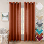 MIULEE Burnt Orange Faux Linen Semi Sheer Curtains 2 Panels for Living Room Bedroom Textured Light Filtering Privacy Window Curt