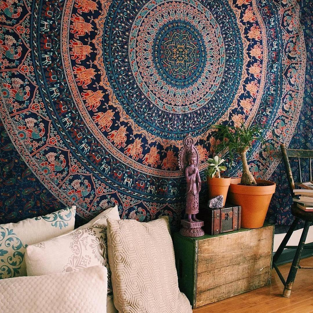 Bless International Indian-Hippie-Gypsy Bohemian-Psychedelic Cotton-Mandala Wall-Hanging-Tapestry-Multi-Color Large-Mandala Hipp