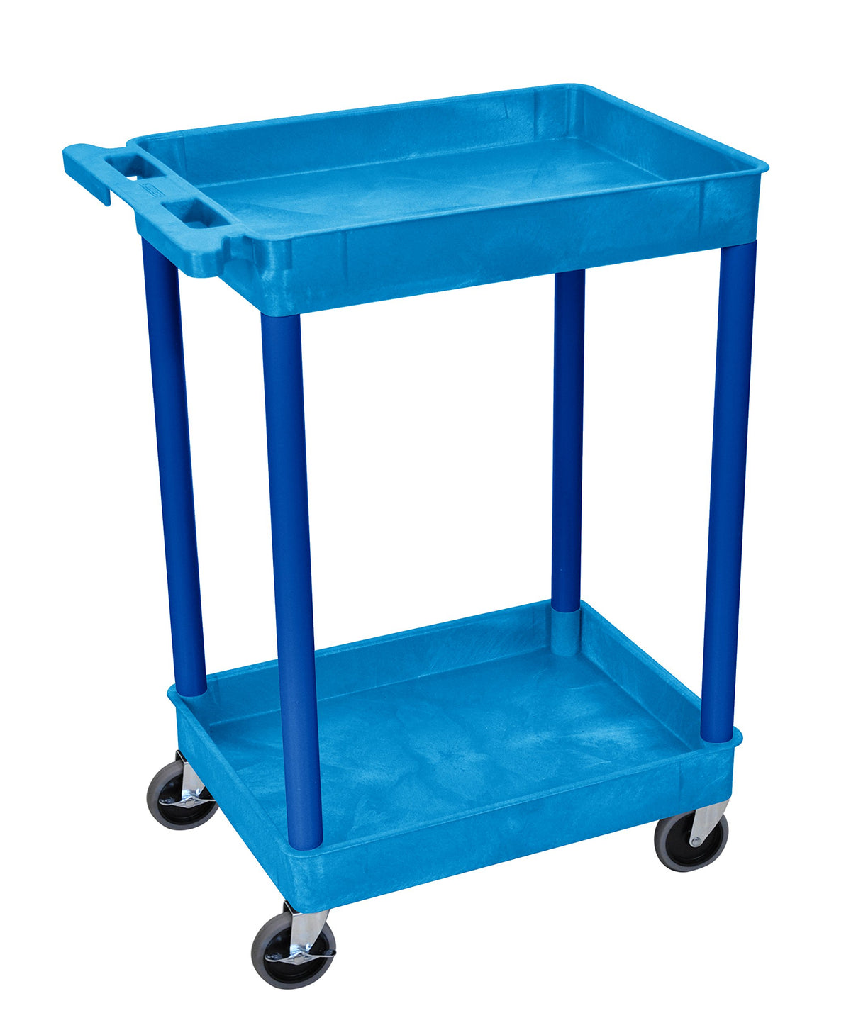 LUXOR BUSTC11BU Multipurpose Utility Tub Cart with Two Shelves Each with 2.75&quot; Deep Walls, 300 Lbs. Capacity, Blue