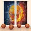 Cinbloo Sports Curtains For Teen Boys 42W X 63L Inch Rod Pocket Basketball Theme Kids Men Bedroom Wall Art Abstract Flame Basket