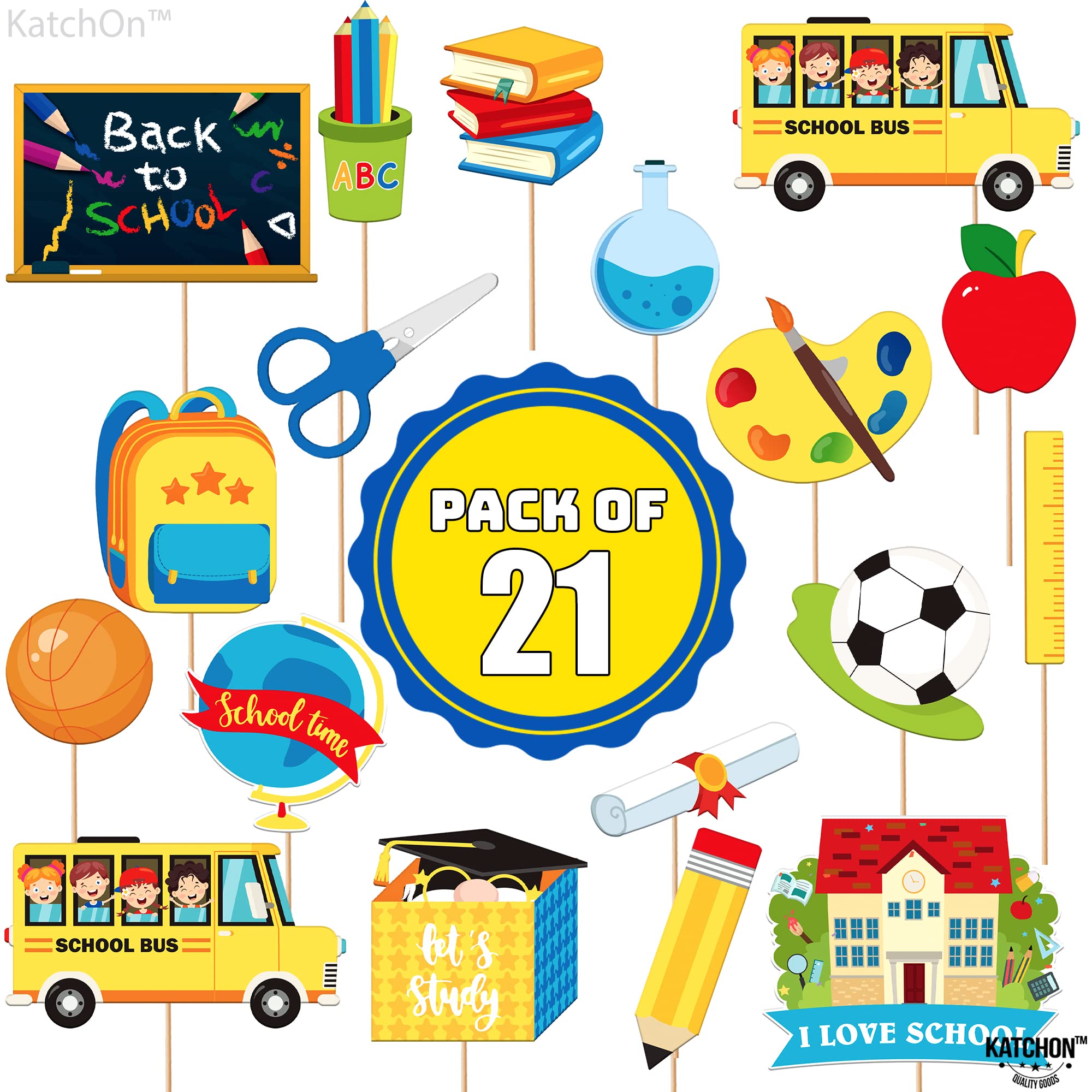 Katchon, Colorful Back To School Photo Booth Props - Big, Pack Of 20 | Back To School Props For Welcome Back To School Decoratio