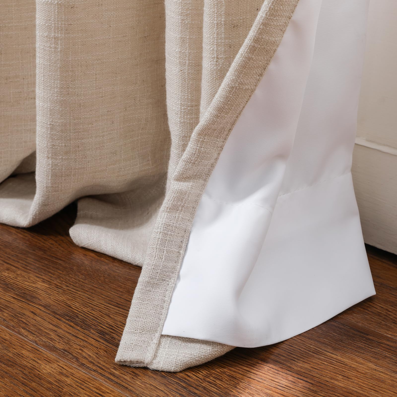 Twopages Double Layer Lined Pinch Pleated Curtain Tapioca Linen Blend Light Filtering Room Darkening Curtain For Kitchen, Window