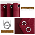 Dwcn Wine Red Blackout Velvet Curtains Tieable Grommet Thermal Insulated Christmas Holiday Decorative Backdrops For Living Room