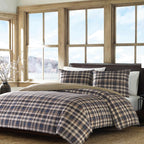 Eddie Bauer - Twin Comforter Set, Reversible Cotton Bedding With Matching Sham, Home Decor For All Seasons (Port Gamble Blue, Tw