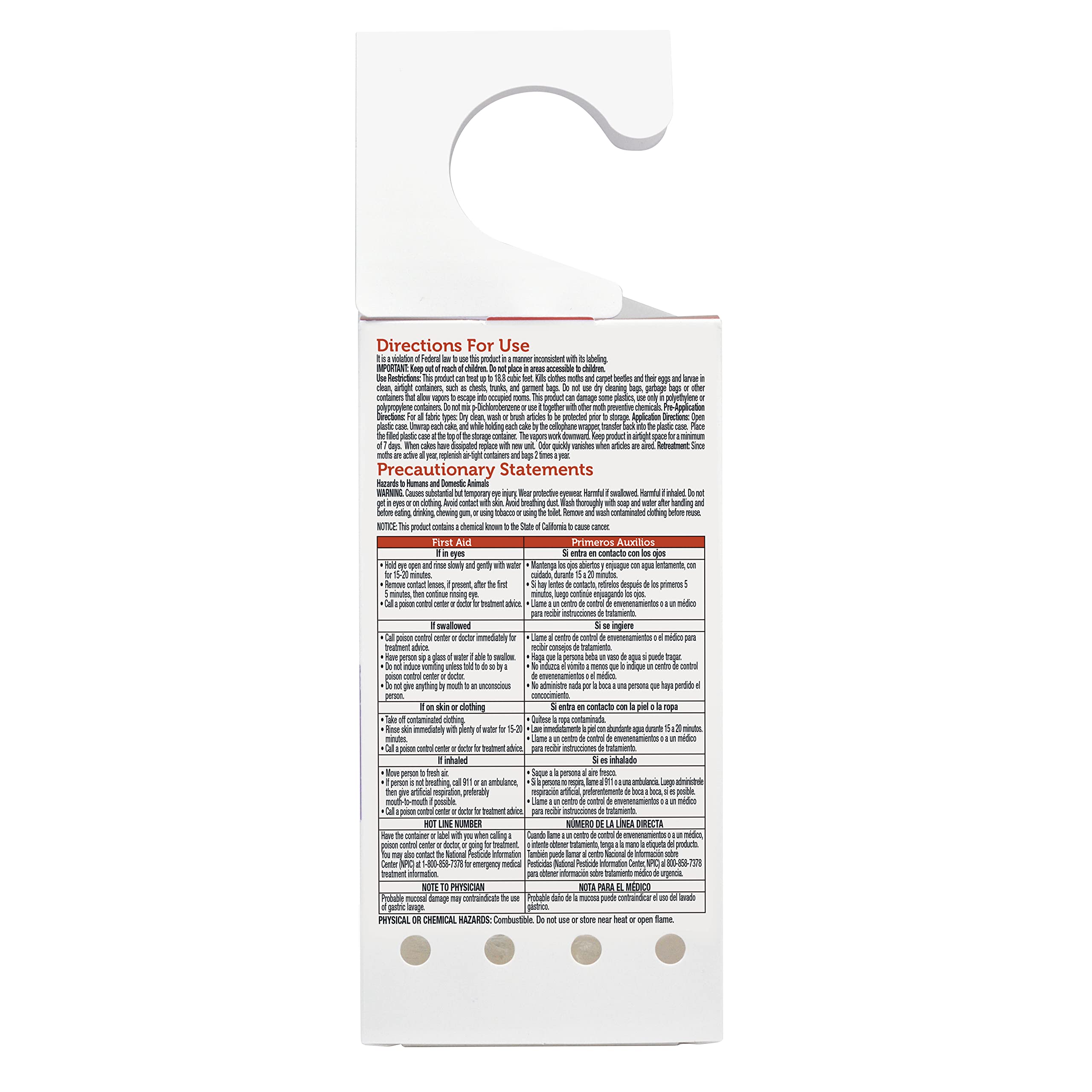 Enoz Cedar Scented Moth Cakes, Kills Clothes Moths And Carpet Beetles, No Clinging Odor, Cedar Scented, 6 Oz Hanger, 6 Pack