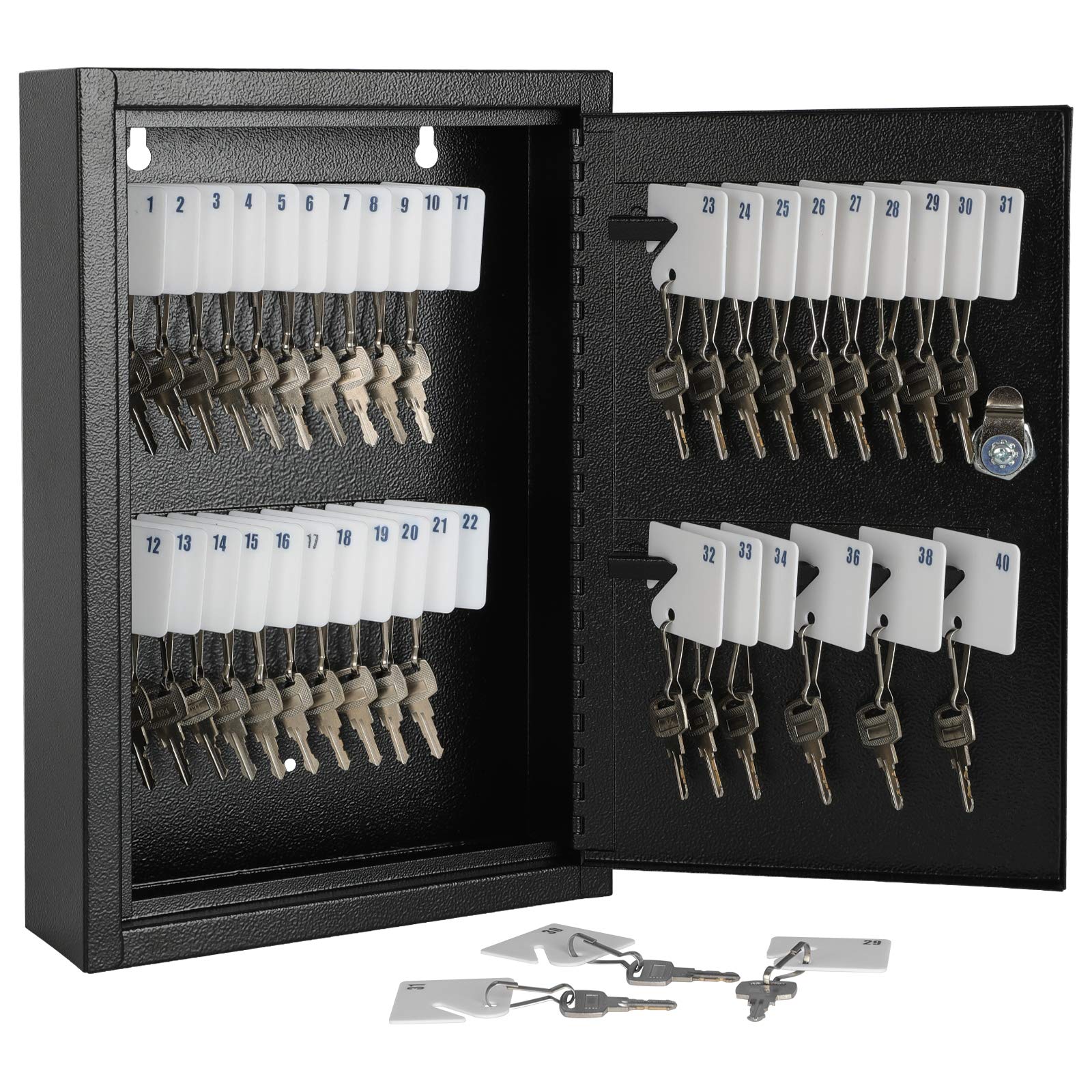 Kyodoled Key Storage Lock Box With Key, Locking Key Cabinet, 40 Key Holder Box Wall Mount With Key Lock, Key Hooks & Tags Key La