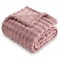 Sochow Dusty Pink Bubble Fleece Blanket For Couch, Super Soft Cozy Cute Throw Blanket For Women, Decorative Fuzzy Flannel Blanke