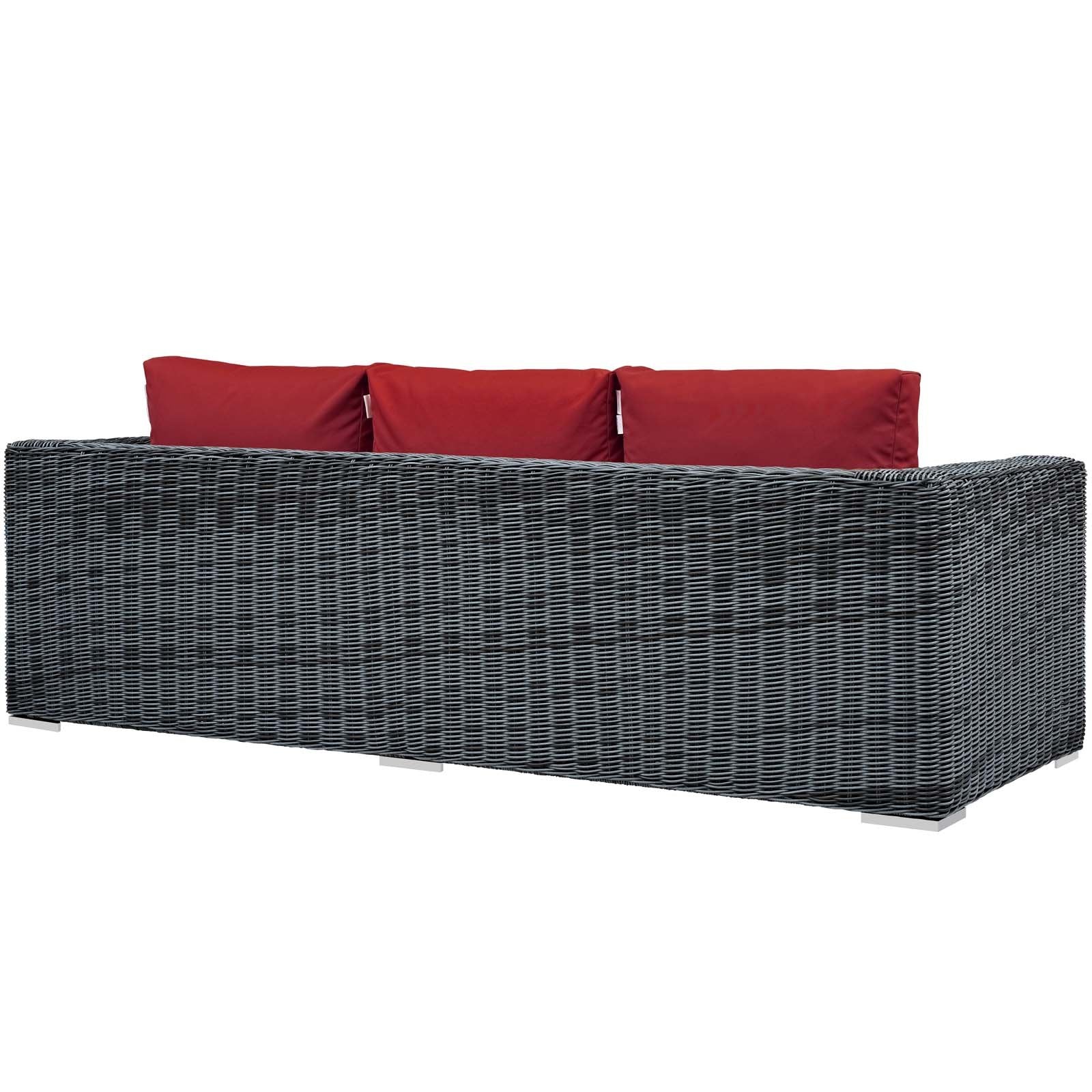 Modway Summon Wicker Rattan Outdoor Patio Sunbrella Corner Sofa - Thumbnail 3