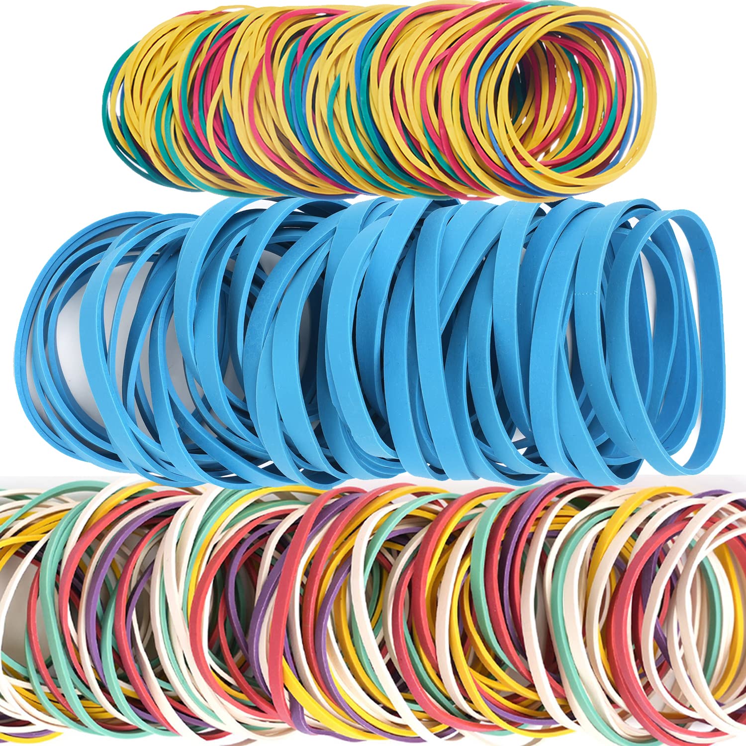 Amuu Rubber Bands Assorted Multicolor 0.5 Lb/227G Size #64#33 Size #16 Rubber Bands For Office Supplies Home Money Elastic Bands