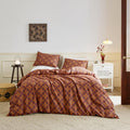 SUSYBAO Exotic Floral Duvet Cover Queen 100% Cotton 3 Pcs Set 1 Bohemian Abstract Morocco Patterned Duvet Cover with Zipper Ties