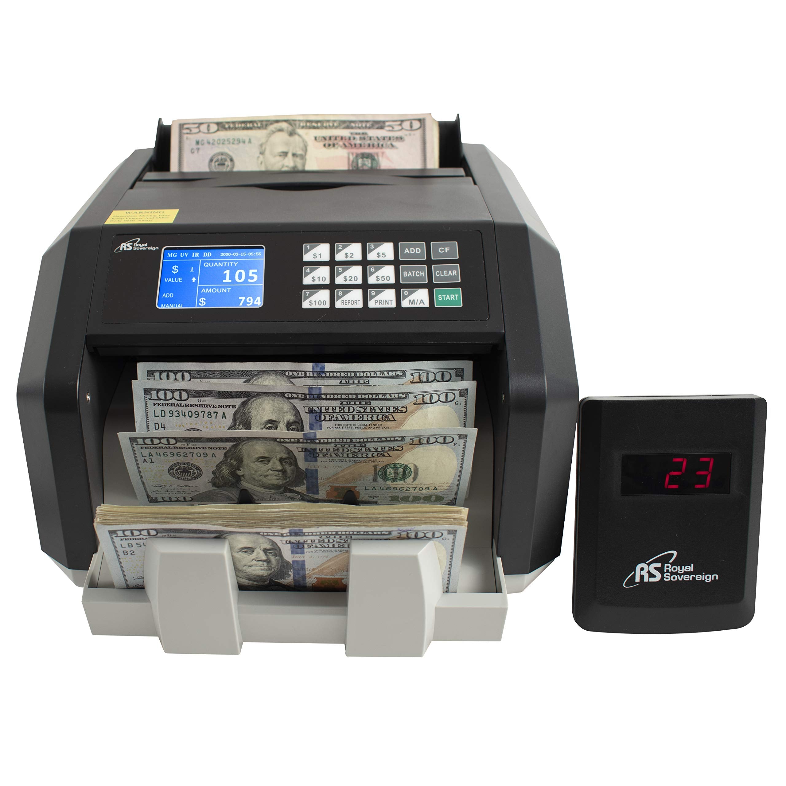 Royal Sovereign Usd High Speed Money Counter, With Value Counting, Add And Batch Mode, Uv/Mg/Ir Counterfeit Bill Detection For S