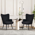 Furnimart Accent Chairs Set Of 2, White Sherpa Reading Armchair With High Backrest, Wingback Corner Chair Mid Century Modern For