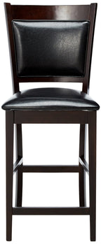 Coaster Furniture Jaden Transitional Upholstered Counter Height Dining Chair (Set of 2) Black Faux Leather Polyurethane Espresso Brown 100959