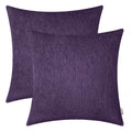 BRAWARM Chenille Throw Pillow Covers 22x22 Inches - Purple Chenille Pillow Covers Pack of 2, Solid Dyed Soft Chenille Pillow Cas