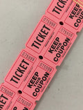 500 Pink 50/50 Double Stub Raffle Tickets