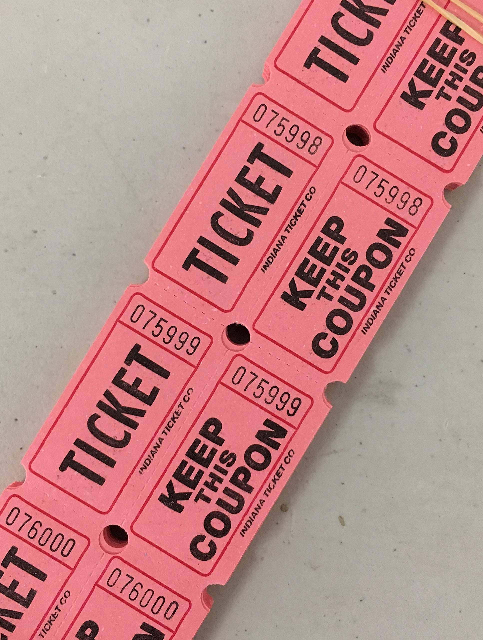 500 Pink 50/50 Double Stub Raffle Tickets
