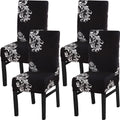 Yiaizhuo Chair Covers For Dining Room Set Of 4 Pack Slipcovers High Back Chairs Cover Stretch Slipcover Black Wing