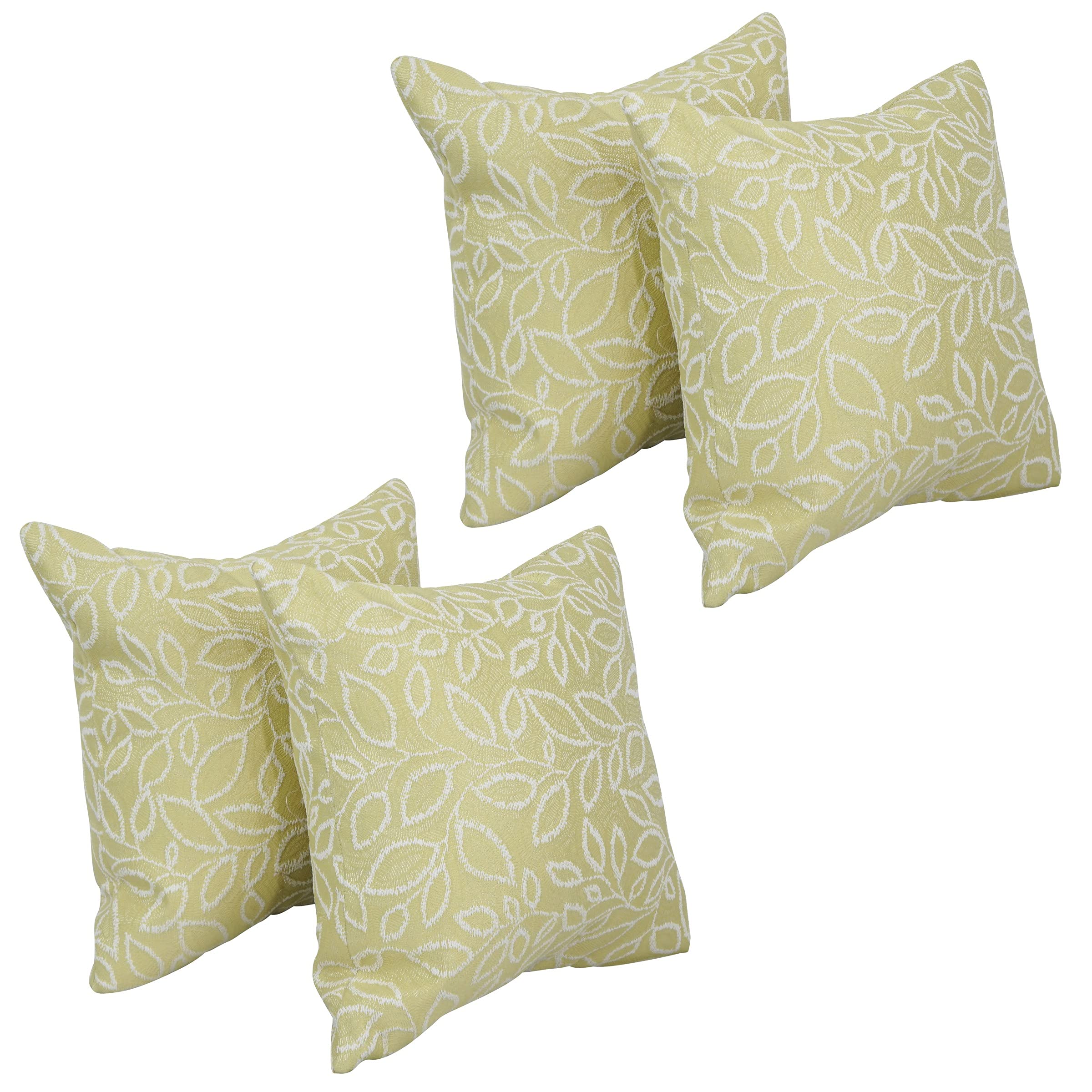 Blazing Needles Square Polyester Jacquard Throw Pillows, 17", Florian Pineap 4 Count
