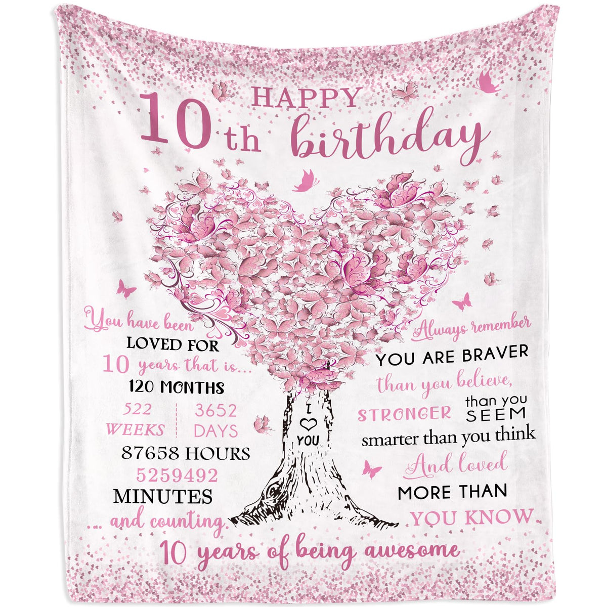 Mubpean 10 Year Old Girl Birthday Gifts Blanket 60'X50', Gifts For 10 Year Old Girl, 10 Year Old Girl Gifts, Birthday Gift For